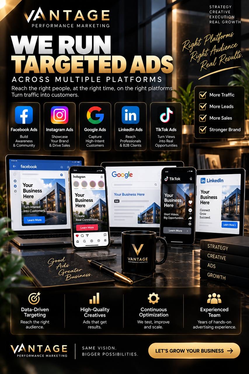 Facebook, Instagram, Google, LinkedIn and TikTok advertising
